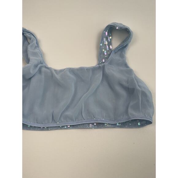 Victoria's Secret Sequin Shimmer Wire Free Side Zip Blue Bralette Bra  Size XXL - Picture 3 of 10